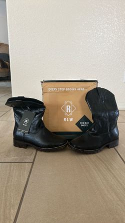 RLW Men's Western Cowboy Boots Square Toe Slip On Work Boots for Construction Farming