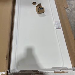 Bootz Industries Aloha ShowerCast 60 in. L x 30 in. W Alcove Shower Pan Base in White with Square Chrome Right Drain 