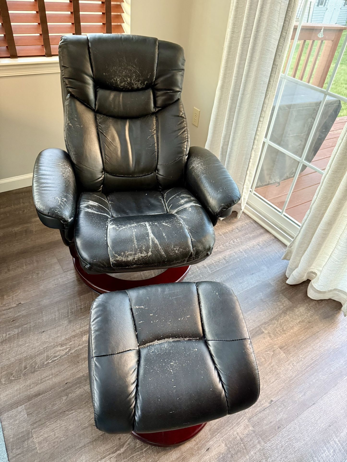 Recliner with Footrest, Arms, Headrest, Padded Swivel Recliner Chair