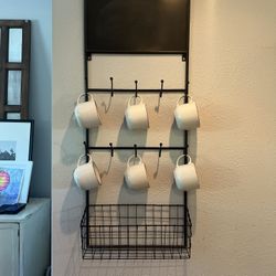 VINTAGE INSPIRED IRON BISTRO WALL RACK 