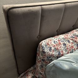 Bed Frame Grey Velvet Queen