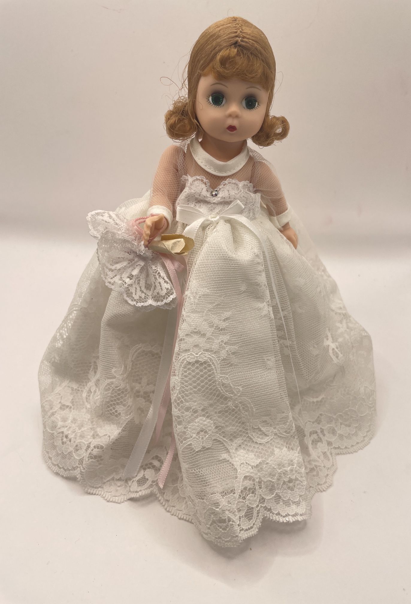 Madame Alexander "Bride" Doll 8 Inch Doll With Stand  See images for details, condition and measurements  Previously displayed and enjoyed, overall go