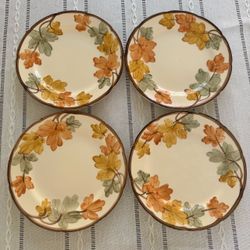 4 Vintage Franciscan October Dinner Plates Fall Autumn Leaves