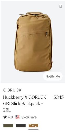 GORUCK x Huckberry GR1 Slick 26L backpack