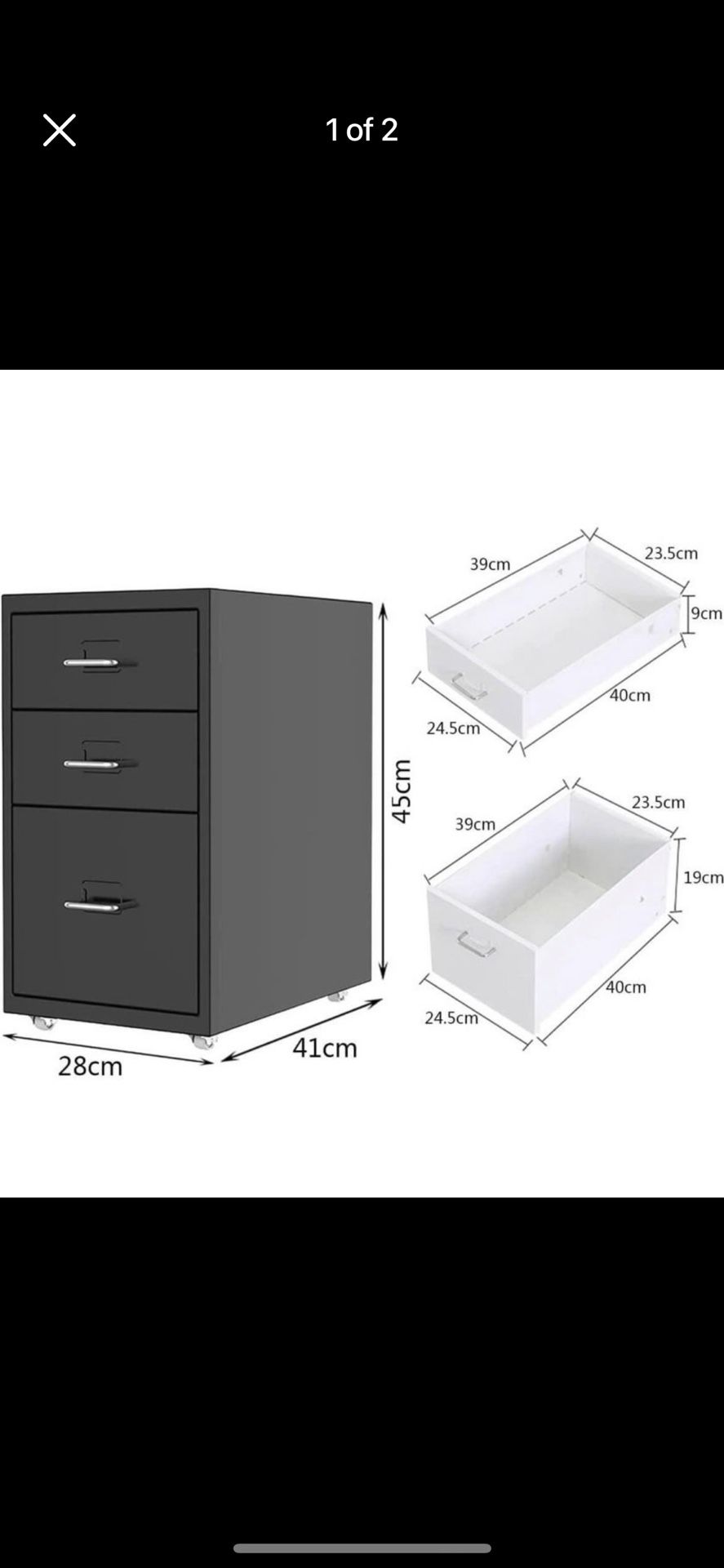 Brand New  3 Drawer Mobile File Cabinet Under Desk Metal Filing Cabinet on Wheels Black Vertical File Cabinet with Lock Off