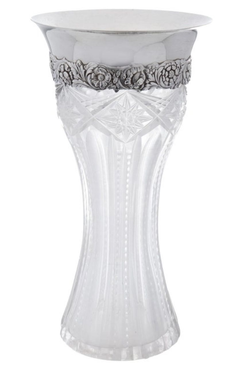 Tiffany Co Sterling Silver And Glass Vase