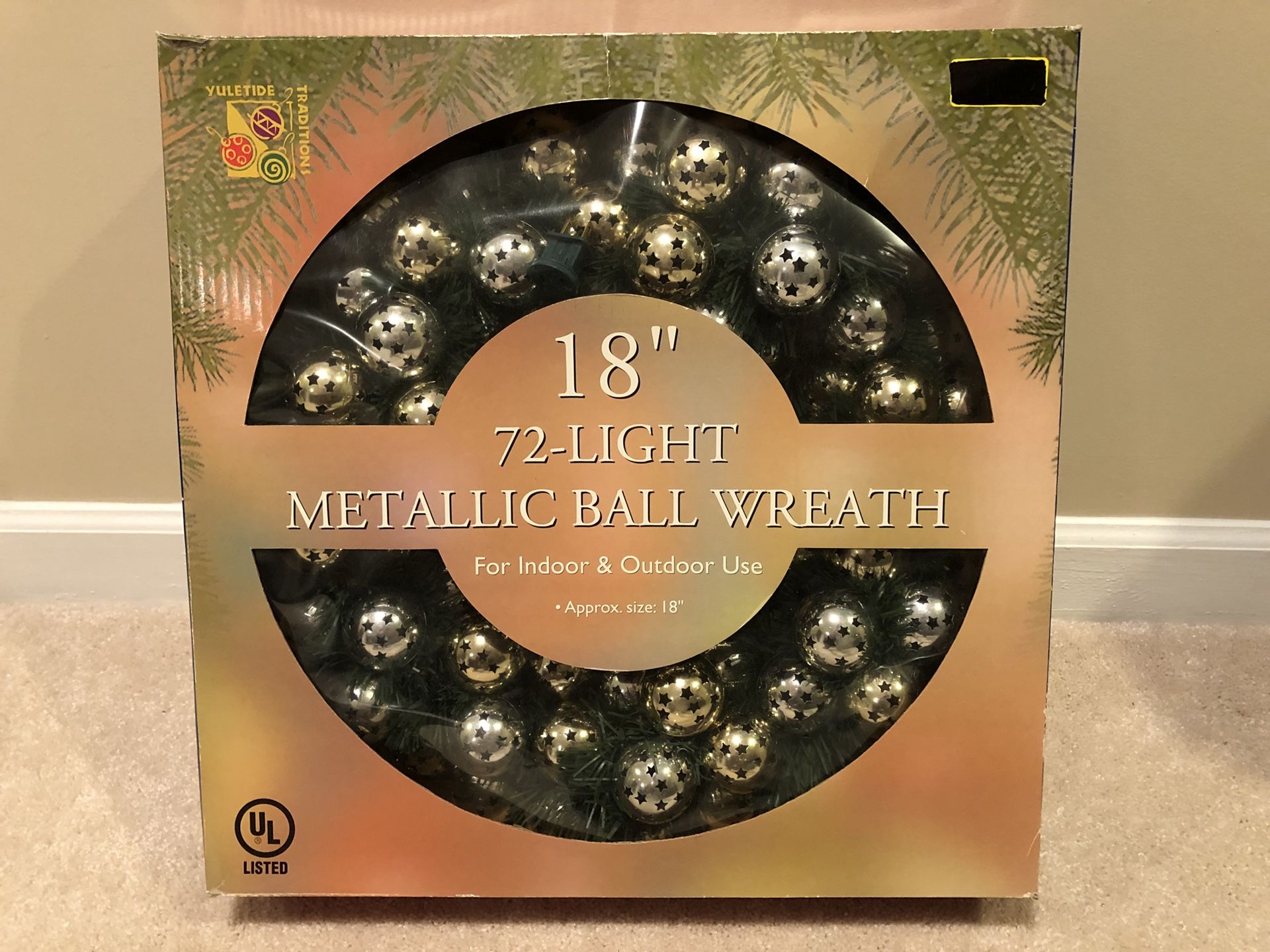 18” 72-Light Metallic Ball Wreath