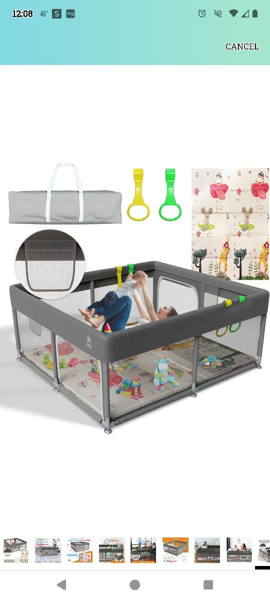 Brand New Baby Playpen with Mat –Durable Play Yard with Pull-Up Rings, Toy Storage Nets, and Non-Slip Suction Base – 71" x 59"