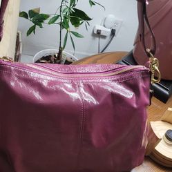 Coach purple patent leather purse and matching wristlet