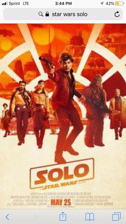 Premier tickets for Star Wars “SOLO” TODAY ONLY