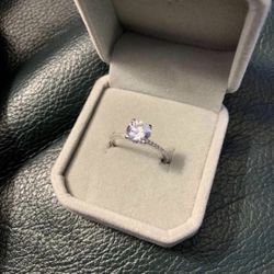 Size 8 Engagement Ring In Sterling Silver 2ct CZ