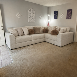 Posh Beige 139'' 4 Piece Modular Sectional