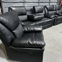 ONLY $1249! 3 Piece Black Reclining Set Clearance Sale