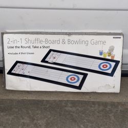 2-In-1 Shuffleboard & Bowling Tabletop Game Set W/ Shot Glasses  