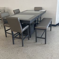Dining Table For Chairs, One Bench