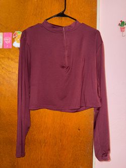 SHEIN curve burgundy workout long sleeve crop top, size 3x