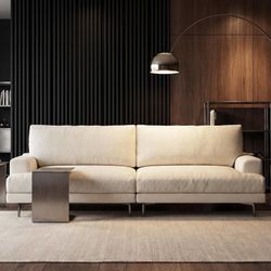 86.61" 3-Seater Cloud Sofa Couch, Modern Fabric Down-Filled Sofa Fluffy Sofa with Plush Cushions and Metal Legs, Ideal for Apartments, Small Living Ro