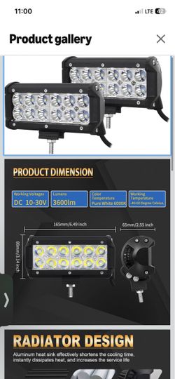 Willpower 2PCS 7 Inch 36W Led Work Light Bar Flood Beam 12V 24V Led Pods 1800lm Offroad Driving Lights Fog Work Lamps for Tractor Truck Boat Car 4X4 A