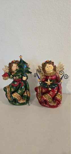 ​👼 Vintage "Joy & Noel" Holiday Angel Figurine Set (8")