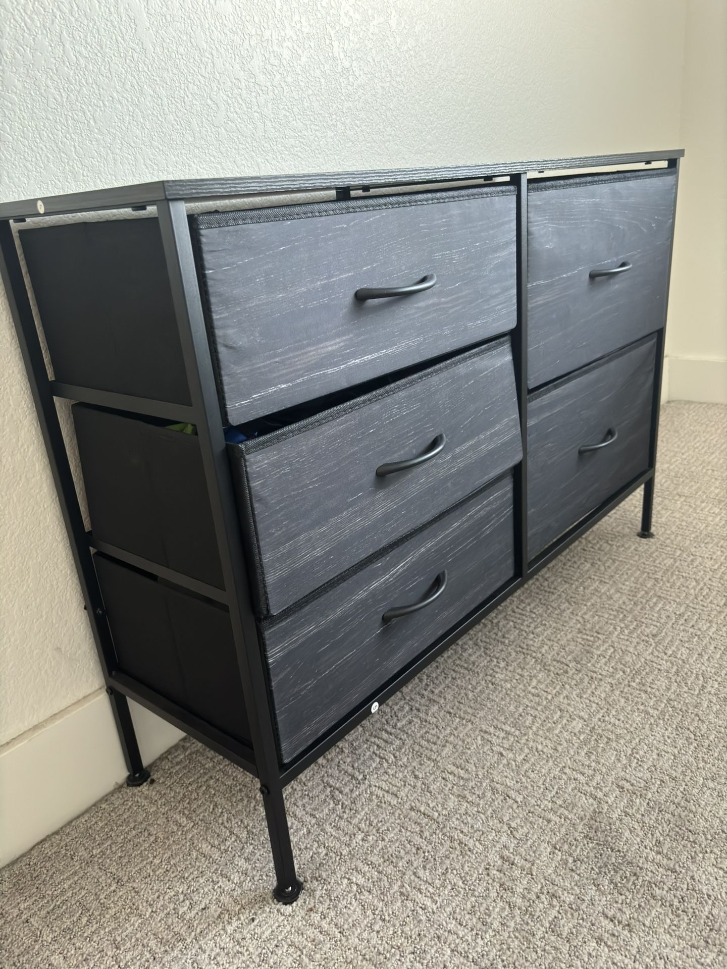 Dresser With drawer Organizers, Chest Of Drawers, Fabric Dresser, Charcoal Black Wood Grain Print
