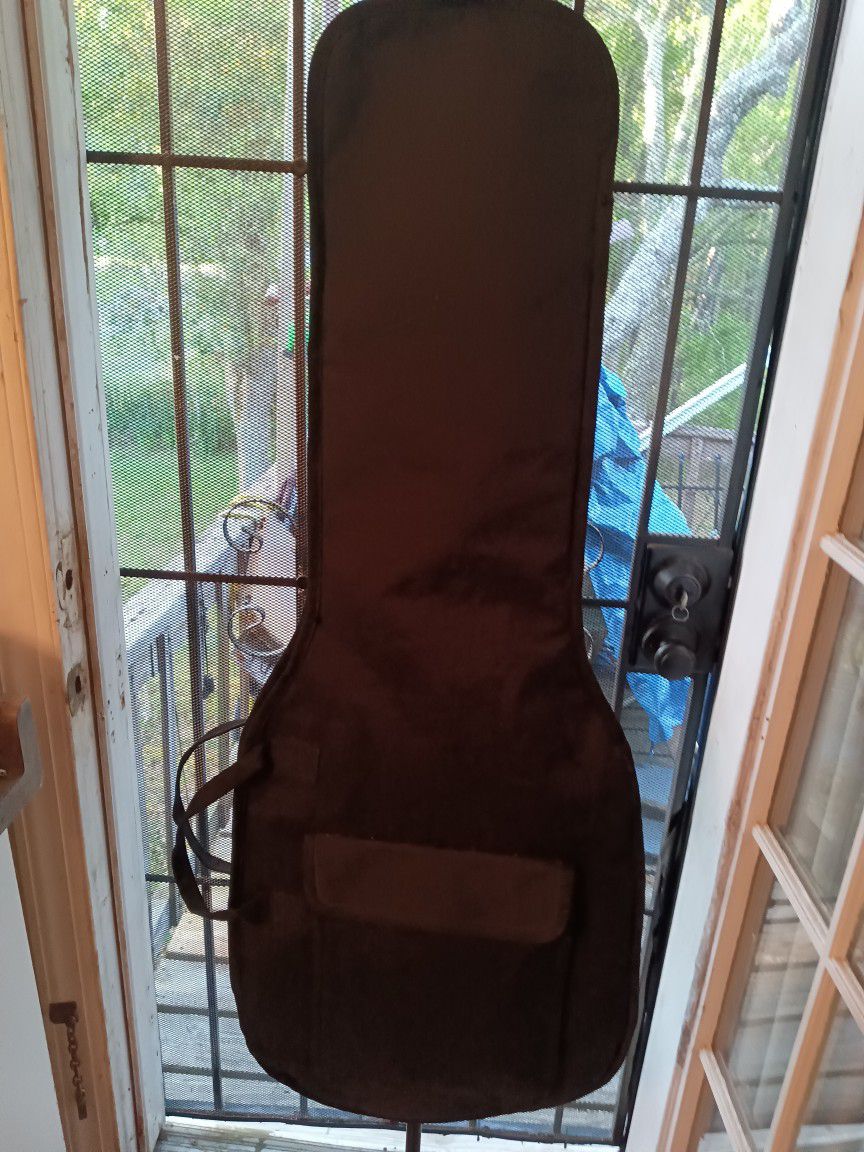 black vinyl zippered & slightly padded guitar travel tote bag