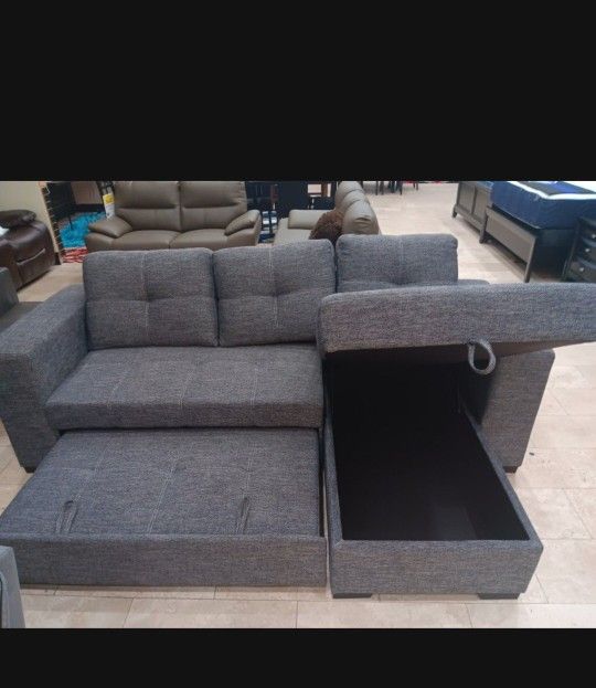 *Great For Guest Rooms!!!*---Monaco Fabric Sleeper Sofa W/Adjustable Chaise---Delivery And Financing Available🤠
