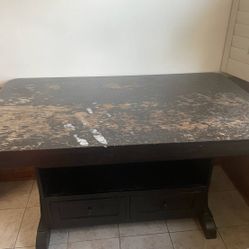 Heavy Wood Dining Table With Bench