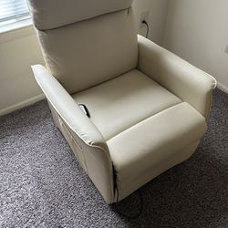 Recliner chair beige leather 
