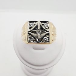 14k gold mens diamond ring