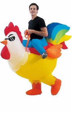 Adult Inflatable Ride-On Rooster Chicken Halloween Costume, Size Large works perfectly