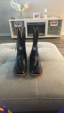 Tony Lama Black Ostrich Cowboy Boots