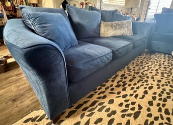 Blue Velvet Couch / Sofa 84”L