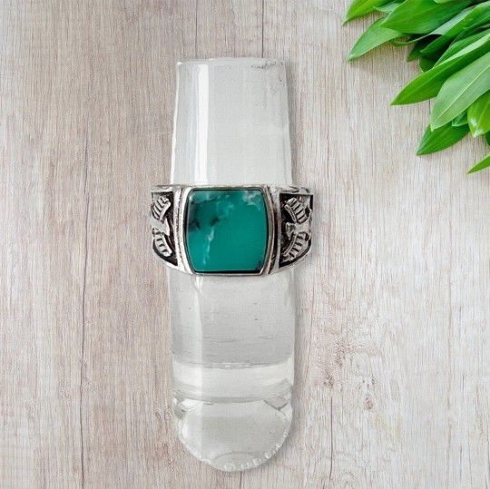 925 Silver and Jade Tribal Ring Size 7