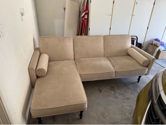 Beige Velvet Sectional Sofa + Chaise Lounge | $100 OBO
