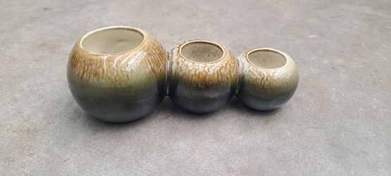 Vintage Hull Green & Brown 3 Section Planter