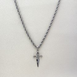 Cross Dagger Pendant Necklace for Men Women Streetwear Hip Hop Unisex Necklace