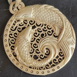 vintage sterling silver 2 fish pendant 