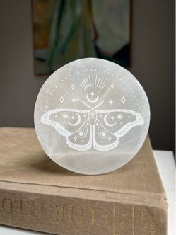 Luna Moth Selenite Disk ( D4” ) firm on price