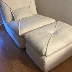 Chenille Chair With Ottoman