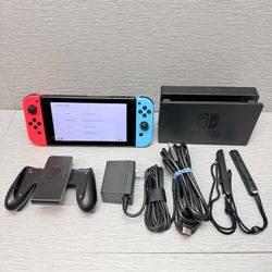 Nintendo Switch HAC-001 Neon Red/Blue Joy-Cons Bundle with Dock, Cables, Controller