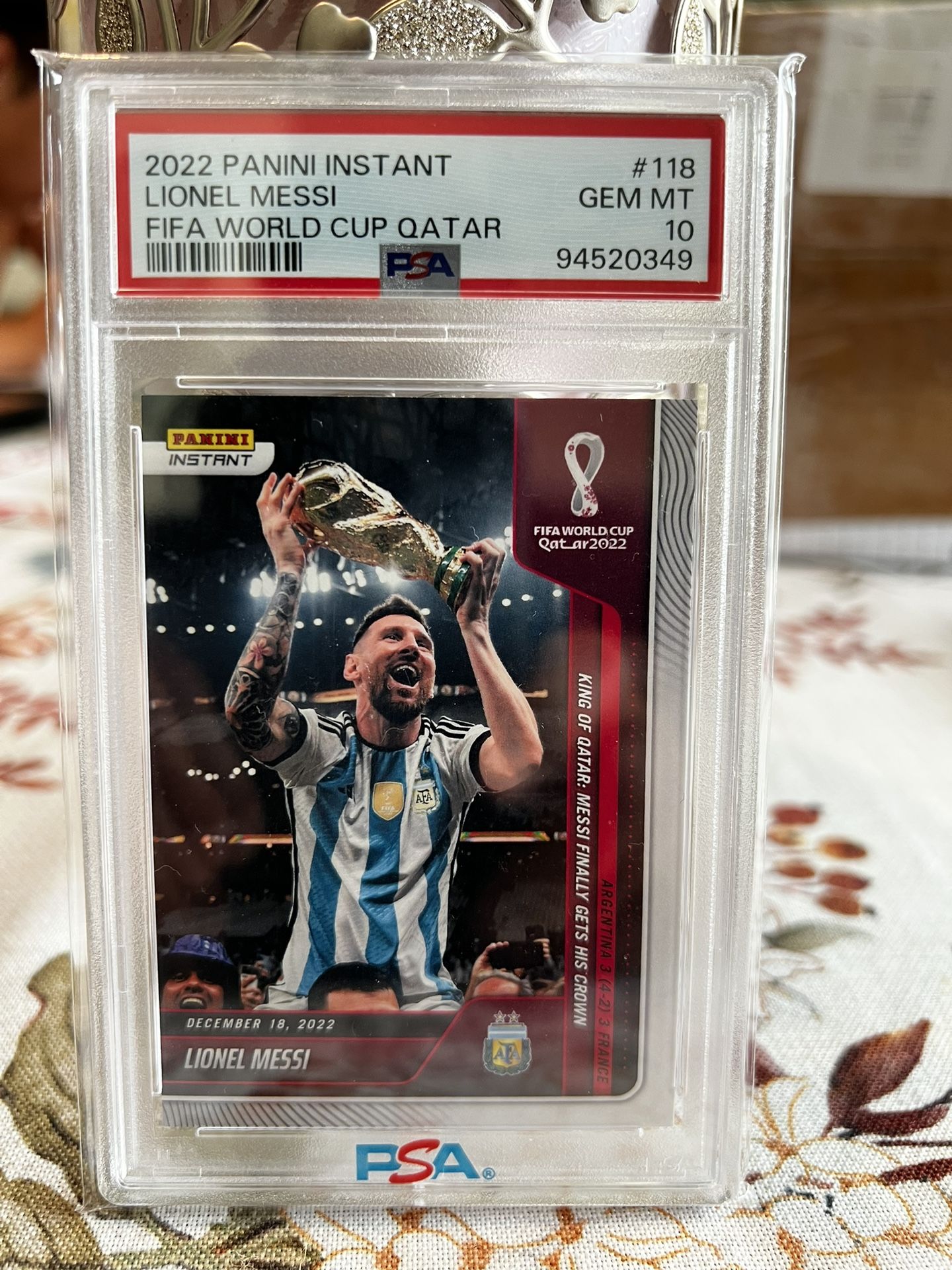 2022 PANINI INSTANT FIFA WORLD CUP QATAR #118 LIONEL MESSI PSA 10