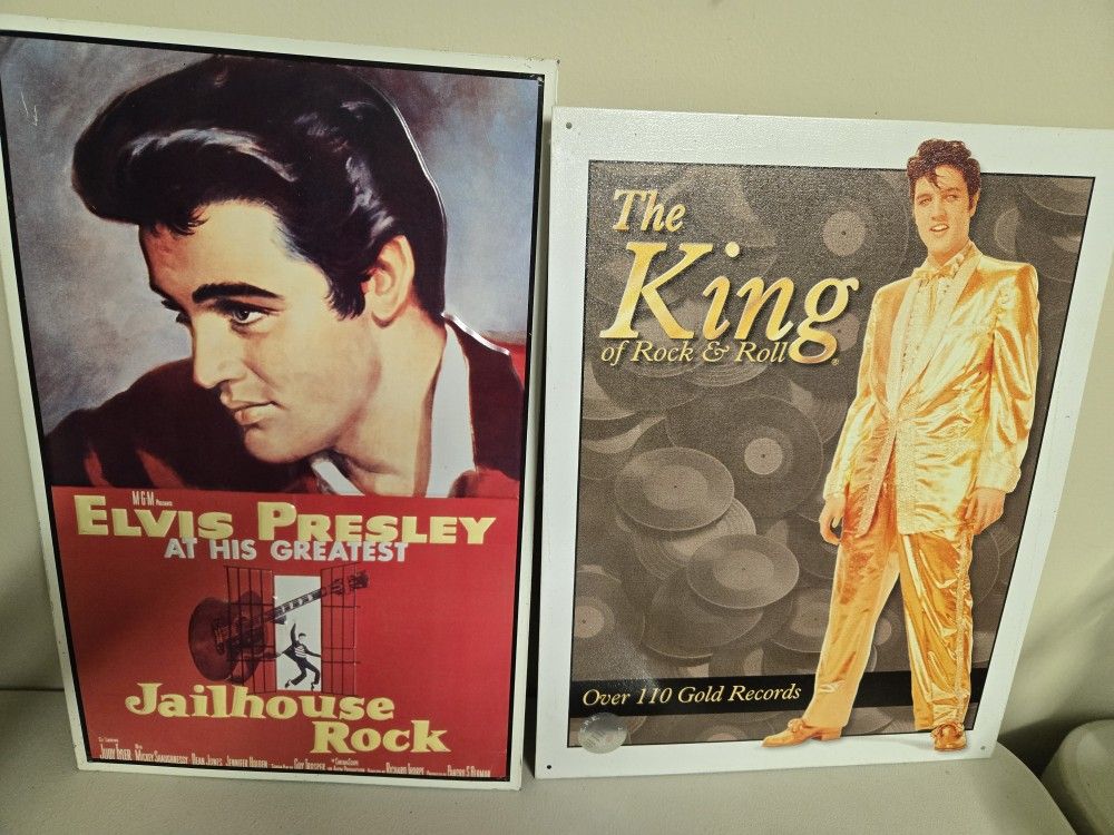 2 ELVIS TIN SIGNS