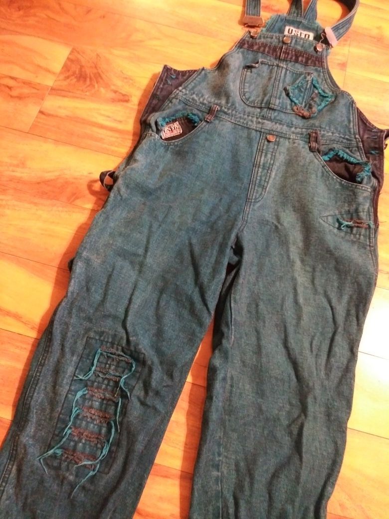 Vintage Funky 80's 90's Denim Overalls Hip Hop 34