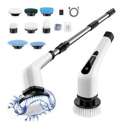 Electric Spin Scrubber Brush W/ 8 Attachments