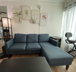 Belffin Convertible Sectional Sofa Couch with Chaise L Shaped Reversible Blue