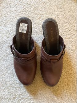 St. John’s Bay brown heeled mules, size 7.5M