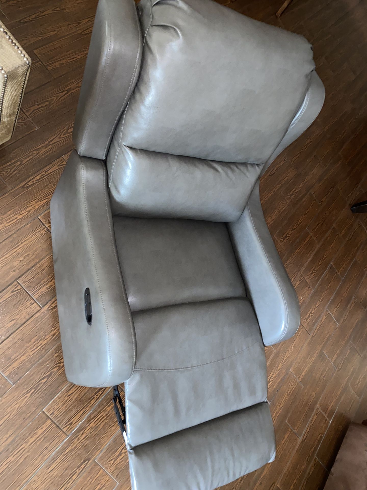 Gray Leather 2-n-1 Rocker & Recliner 