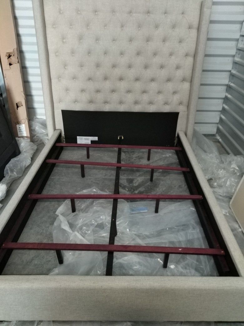 Upholstered queen bed frame - Saatva Amalfi