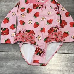 Strawberry Shortcake Long- Sleeve Ruffle Rash Guard Swimsuit, One- Piece, Size 12 months