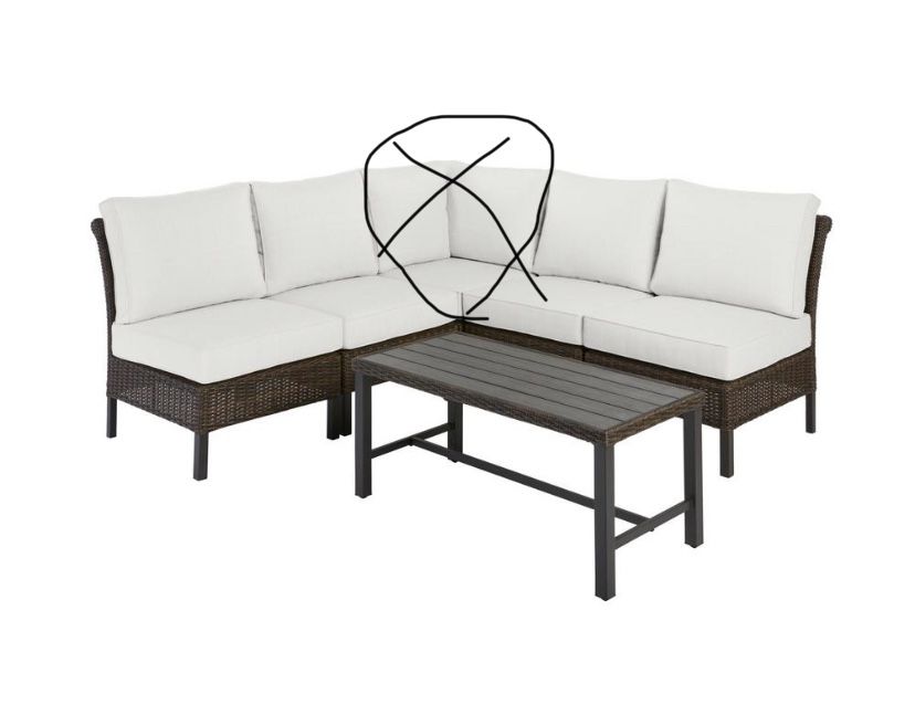 Hampton Bay Harper Creek Brown 6-Piece Steel Outdoor Patio Sectional Sofa Seating Set with CushionGuard Chalk Cushions